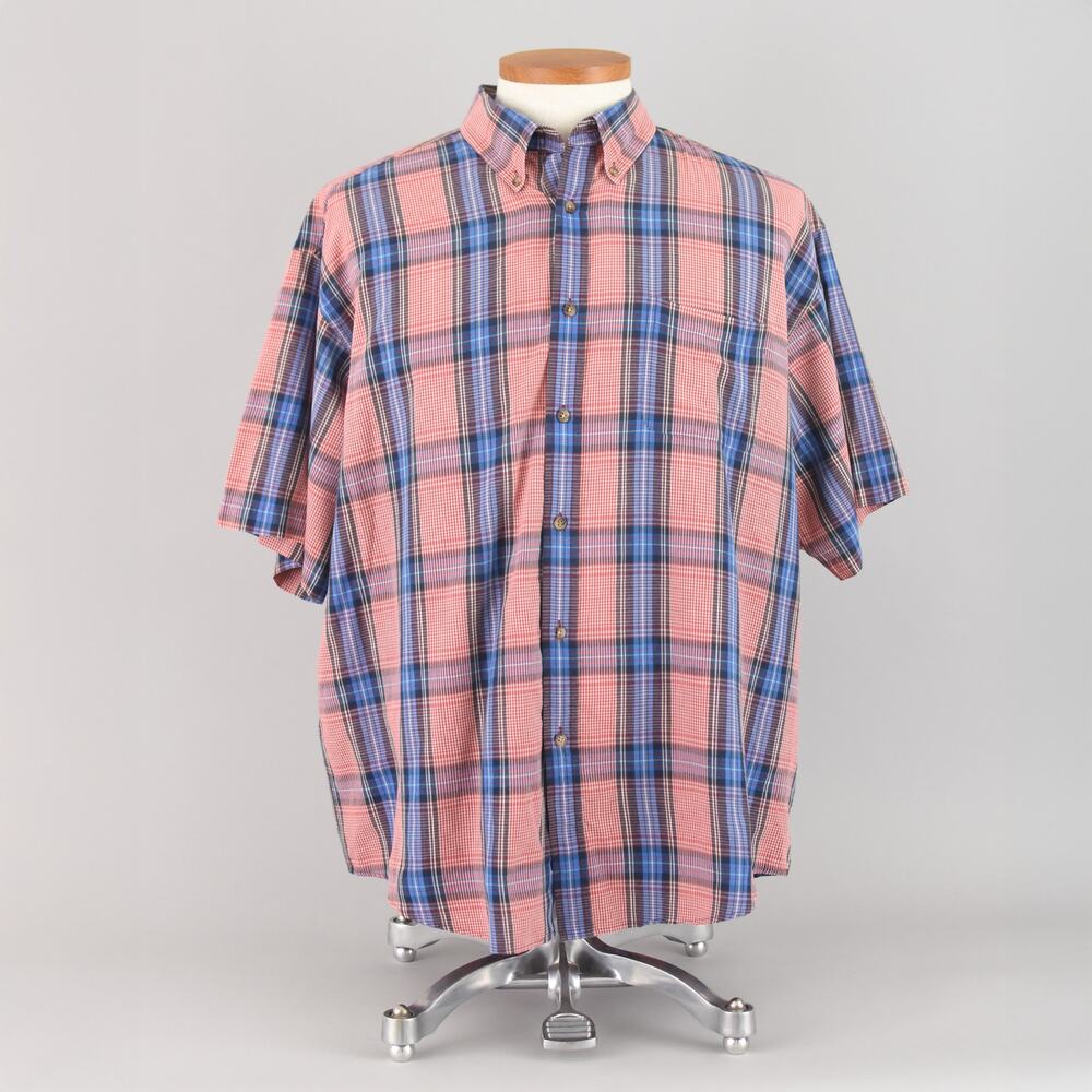 Vintage Saddlebred Red Plaid Short Sleeve Shirt Men's Extra Large